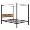 Queen Size Canopy Bed Frame with Under Bed Storage-Queen Size - Size: Queen Size