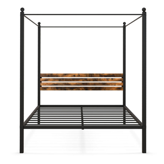 Queen Size Canopy Bed Frame with Under Bed Storage-Queen Size - Size: Queen Size - Image 4