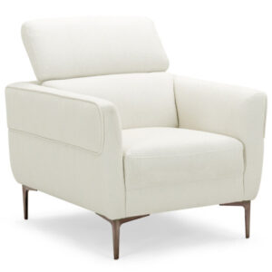 Modern Upholstered Single Sofa with Adjustable Headrest and Stable Metal Legs-White - Color: White