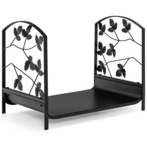 19 Inch Heavy-Duty Firewood Rack with 110 lbs Load Capacity - Color: Black