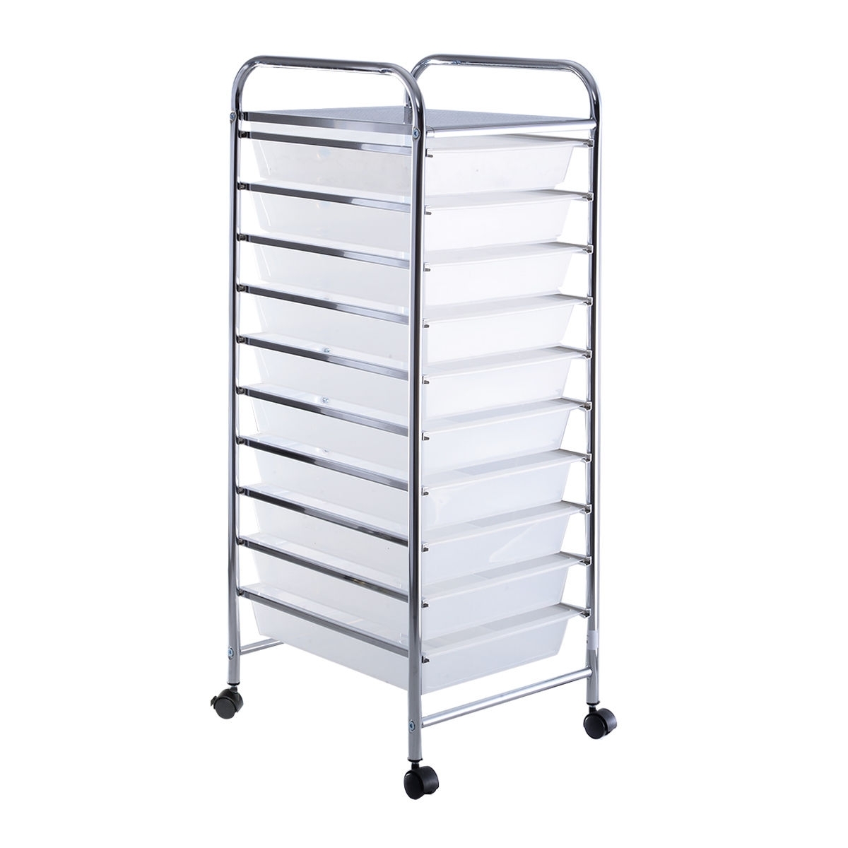 10 Drawer Rolling Storage Cart Organizer with 4 Universal Casters-Clear - Color: Transparent - Image 5