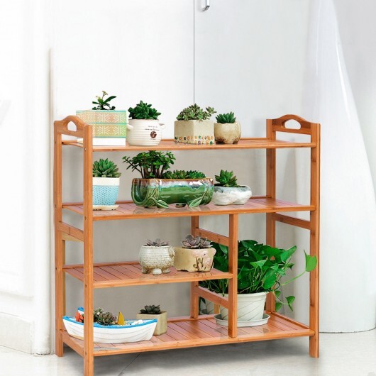 4 Tiers Multifunction Bamboo Storage Shoe Rack for Entryway Hallway - Color: Natural - Image 5