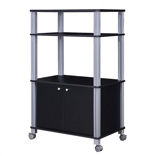 Microwave Rack Stand Rolling Storage Cart-Black - Color: Black