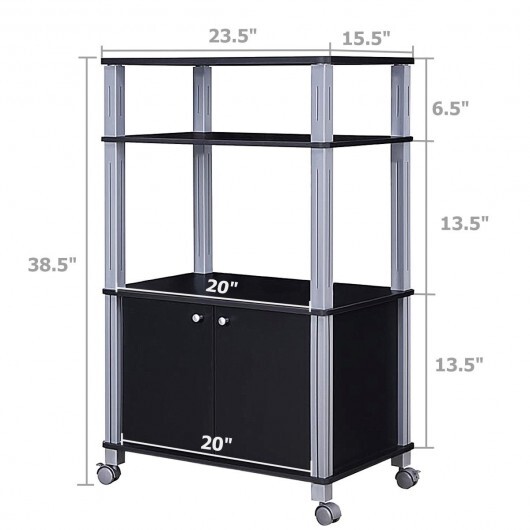 Microwave Rack Stand Rolling Storage Cart-Black - Color: Black - Image 5