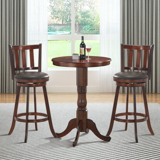 2 Pieces 360 Degree Swivel Wooden Counter Height Bar Stool Set with Cushioned Seat-31 inches - Color: Brown - Size: 31 inches - Image 2