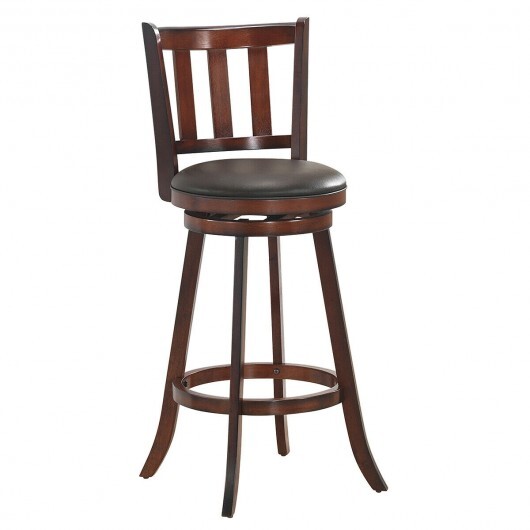 2 Pieces 360 Degree Swivel Wooden Counter Height Bar Stool Set with Cushioned Seat-31 inches - Color: Brown - Size: 31 inches - Image 5