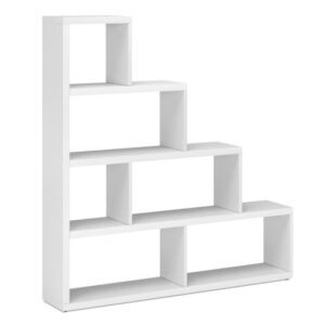6 Cubes Ladder Shelf Corner Bookshelf Storage Bookcase-White - Color: White