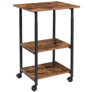 3-tier Adjustable Printer Stand with 360?&deg; Swivel Casters-Brown - Color: Brown