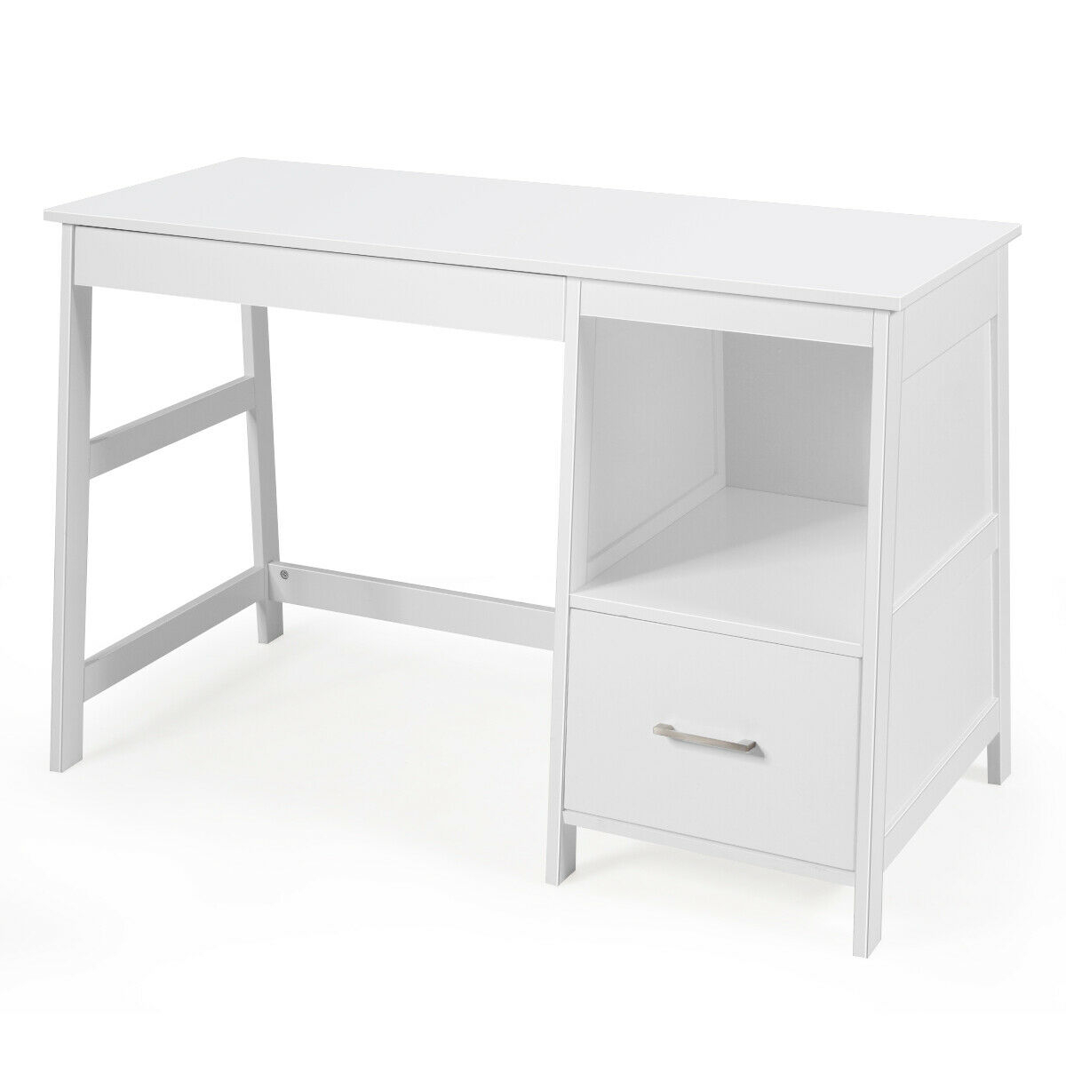 47.5 Inch Modern Home Computer Desk with 2 Storage Drawers-White - Color: White