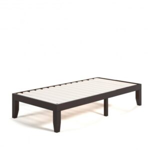 Twin Size 14 Inch Wooden Slats Bed Mattress Frame-Brown - Color: Brown