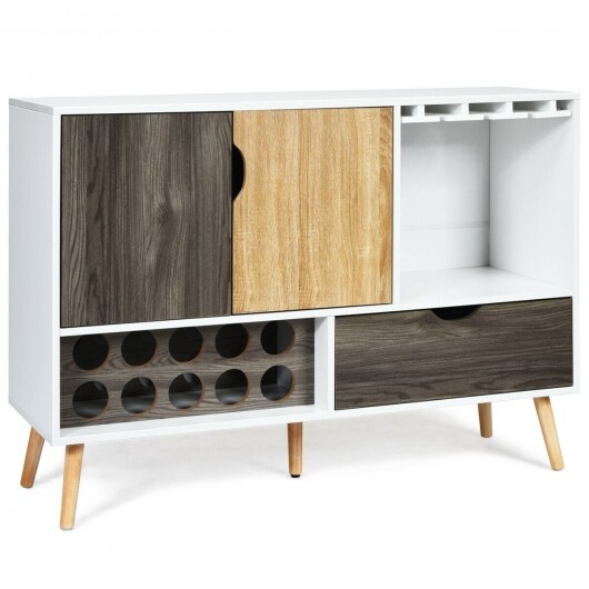 Mid-Century Buffet Sideboard Wooden Storage Cabinet - Color: White - Image 5