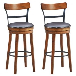 Set of 2 30.5 Inch Swivel Pub Height Bar Stool - Color: Brown - Size: 30.5 inches