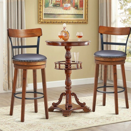 Set of 2 30.5 Inch Swivel Pub Height Bar Stool - Color: Brown - Size: 30.5 inches - Image 2