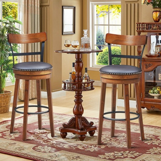 Set of 2 30.5 Inch Swivel Pub Height Bar Stool - Color: Brown - Size: 30.5 inches - Image 3