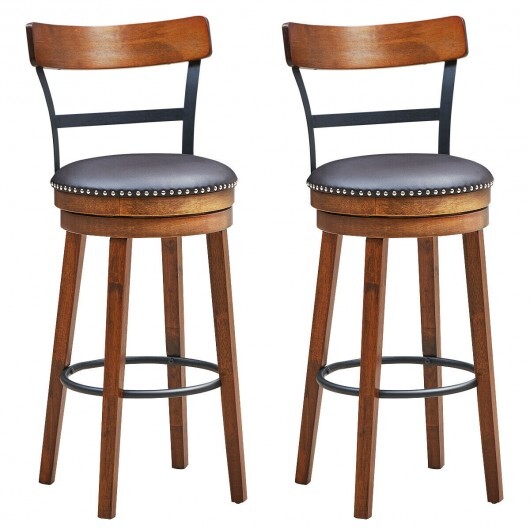 Set of 2 30.5 Inch Swivel Pub Height Bar Stool - Color: Brown - Size: 30.5 inches - Image 4