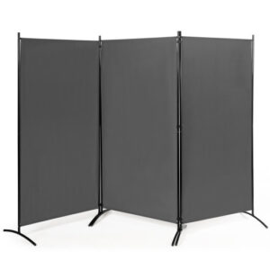 6 Feet 3 Panel Room Divider with Durable Hinges Steel Base-Gray - Color: Gray