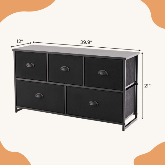 Dresser Storage Tower with 5 Foldable Cloth Storage Cubes-Black - Color: Black - Image 5