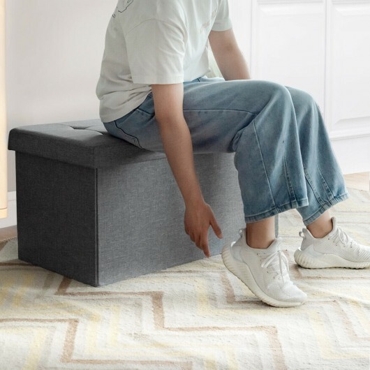 31.5 Inch Fabric Foldable Storage with Removable Storage Bin-Light Gray - Color: Light Gray - Image 3