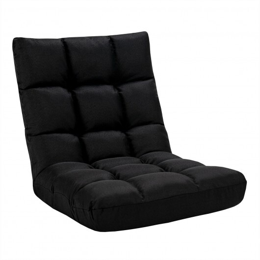 14-Position Adjustable Folding Lazy Gaming Sofa-Black - Color: Black