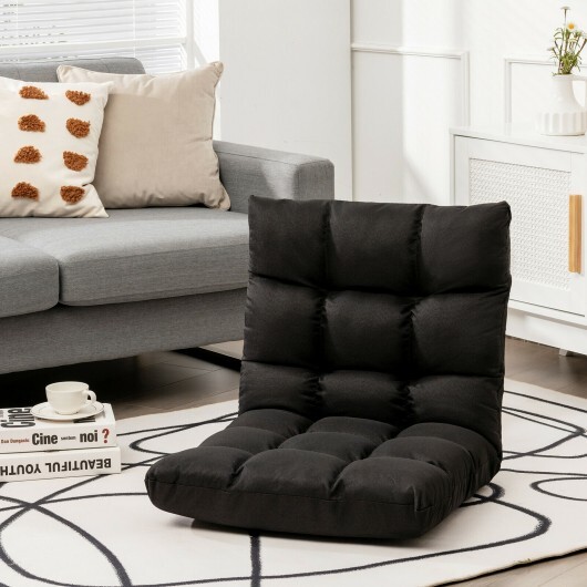 14-Position Adjustable Folding Lazy Gaming Sofa-Black - Color: Black - Image 2