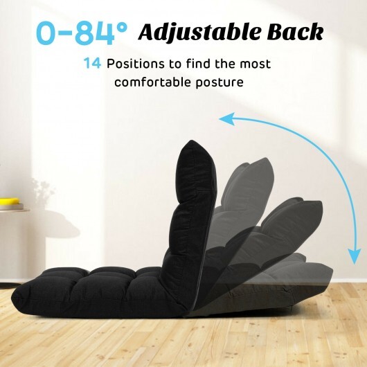 14-Position Adjustable Folding Lazy Gaming Sofa-Black - Color: Black - Image 5