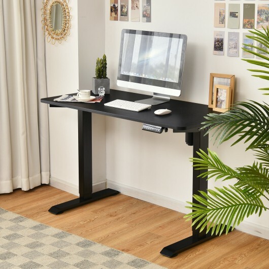 Electric Height Adjustable Standing Desk with Memory Controller-Black - Color: Black - Image 2