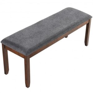 Upholstered Entryway Bench Footstool with Wood Legs - Color: Dark Gray