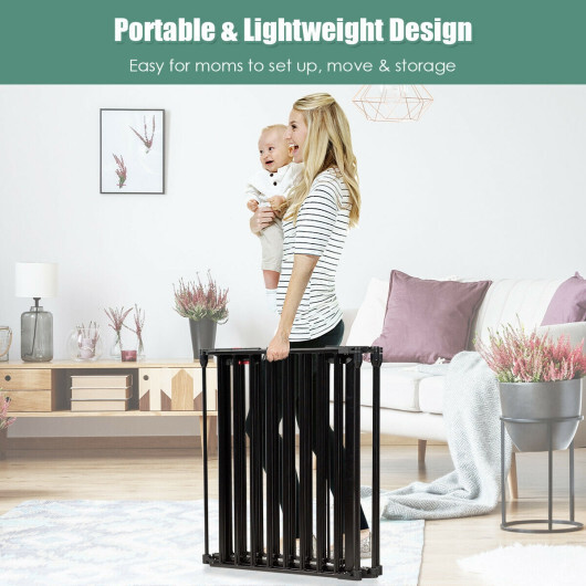 6 Panel Wall-mount Adjustable Baby Safe Metal Fence Barrier-Black - Color: Black - Size: 60 Degrees - Image 3