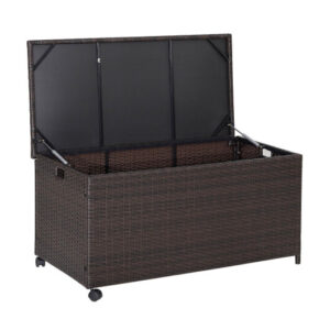 Outdoor Wicker Storage Box with Zippered Liner-50 Gallon - Color: Brown - Size: 50 Gallon