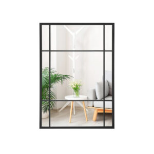 40 x 28 Inch Wall Mounted Mirror Metal Framed Hanging Mirror for Living Room Bedroom-Black - Color: Black
