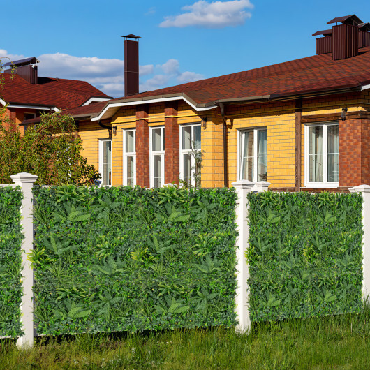 4 Pieces 20 x 20 Inch Artificial Hedge Boxwood Panels with Diverse Leaves - Color: Green - Image 3