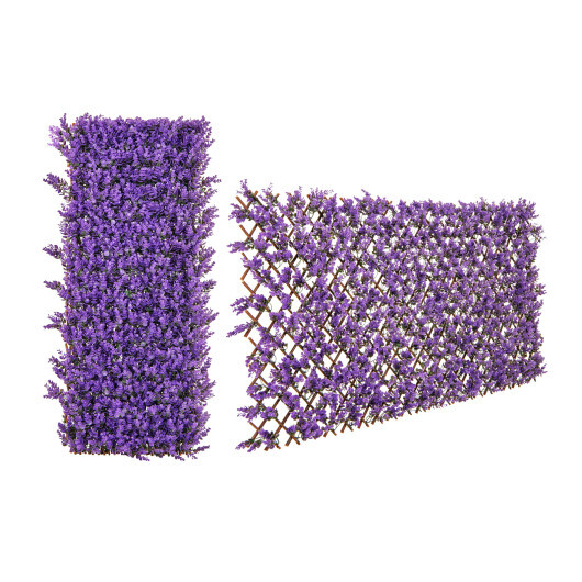 Decorative Faux Purple Eucalyptus Fencing Panel with Real Willow Frame for Balcony Patio - Color: Purple
