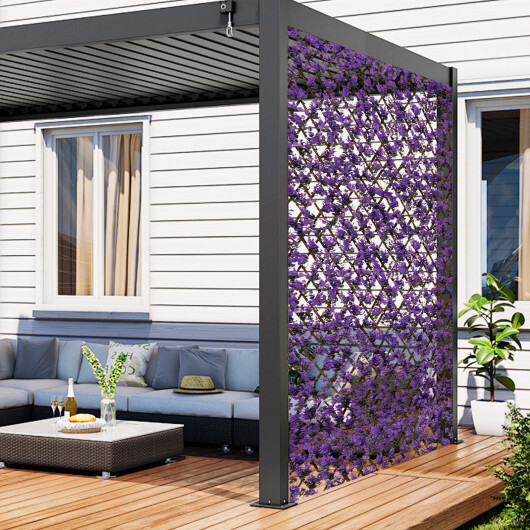 Decorative Faux Purple Eucalyptus Fencing Panel with Real Willow Frame for Balcony Patio - Color: Purple - Image 2