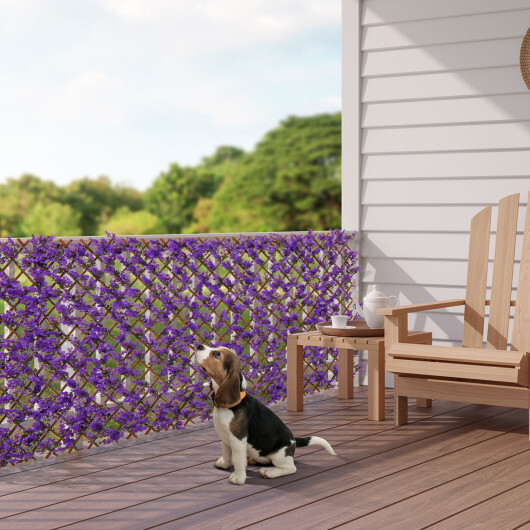 Decorative Faux Purple Eucalyptus Fencing Panel with Real Willow Frame for Balcony Patio - Color: Purple - Image 3