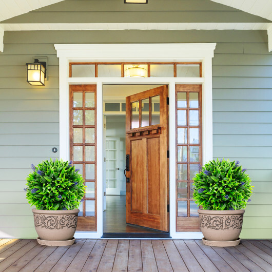 2 Pieces Artificial Lavender Topiary Balls with Flowers - Color: Green - Image 2