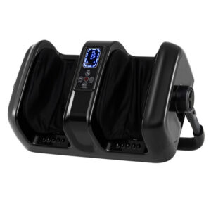 Foot and Calf Massager with Heat Shiatsu Deep Kneading Rolling Smart Electric Leg Massager-Black - Color: Black