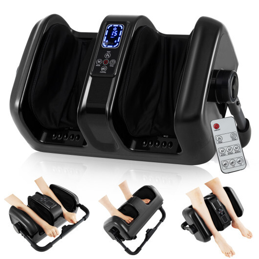 Foot and Calf Massager with Heat Shiatsu Deep Kneading Rolling Smart Electric Leg Massager-Black - Color: Black - Image 3