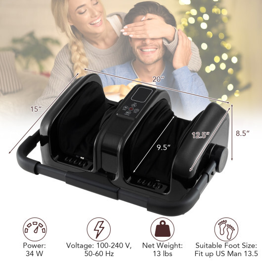 Foot and Calf Massager with Heat Shiatsu Deep Kneading Rolling Smart Electric Leg Massager-Black - Color: Black - Image 4