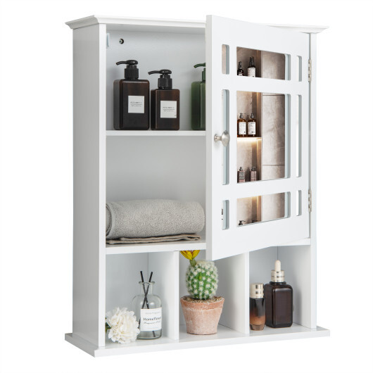 Wall Mounted and Mirrored Bathroom Cabinet-White - Color: White