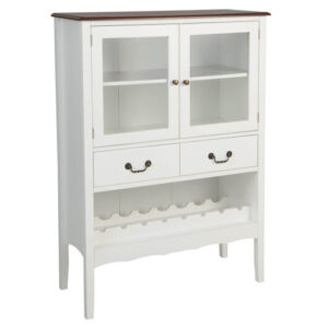 Sideboard Buffet Cabinet with 2 Tempered Glass Doors-White - Color: White