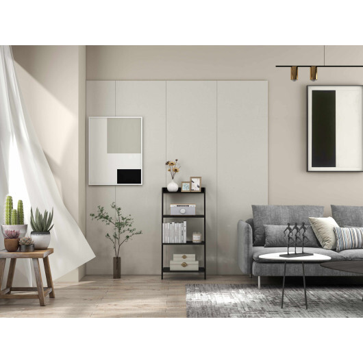 4-Tier Ladder Shelf with Solid Frame and Anti-toppling Device-Black - Color: Black - Image 4