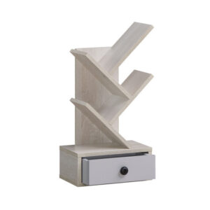 5-Tier Floor Standing Tree Bookcase with Drawer-Beige - Color: Beige