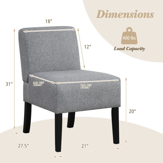 Upholstered Living Room Chair with Rubber Wood Legs-Dark Gray - Color: Dark Gray - Image 2