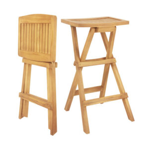 Set of 2 No Assembly Outdoor Bar Stools with Countered Seat - Color: Natural