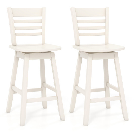 Counter Height Barstools Set of 2 with Footrest for Kitchen Island Bar-Cream White - Color: Cream White
