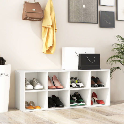 8 Cubbies Shoe Organizer with 500 LBS Weight Capacity-White - Color: White - Image 2