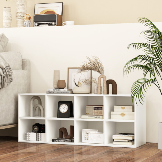 8 Cubbies Shoe Organizer with 500 LBS Weight Capacity-White - Color: White - Image 3