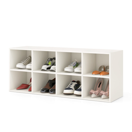 8 Cubbies Shoe Organizer with 500 LBS Weight Capacity-White - Color: White - Image 4