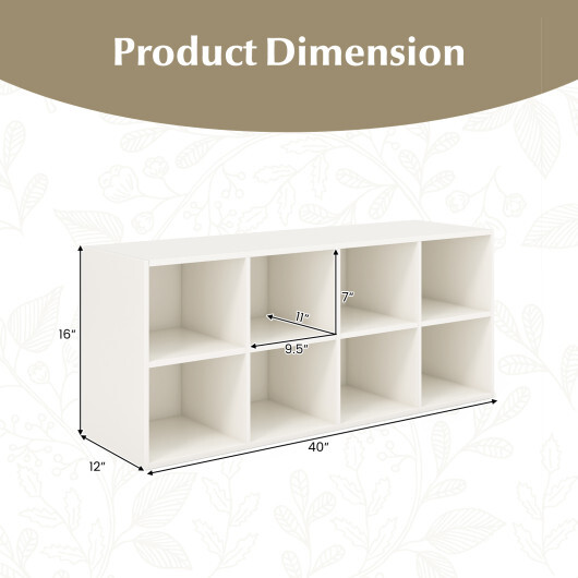 8 Cubbies Shoe Organizer with 500 LBS Weight Capacity-White - Color: White - Image 5