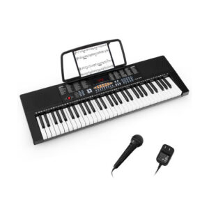 61-Key Electronic Keyboard Piano with 3 Teaching Modes LED Display and Dual Keyboard - Color: Black